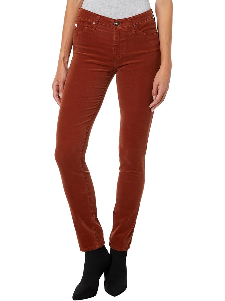 Metallic AG Jeans Prima Mid-Rise Cigarette Jeans in Spiced Maple