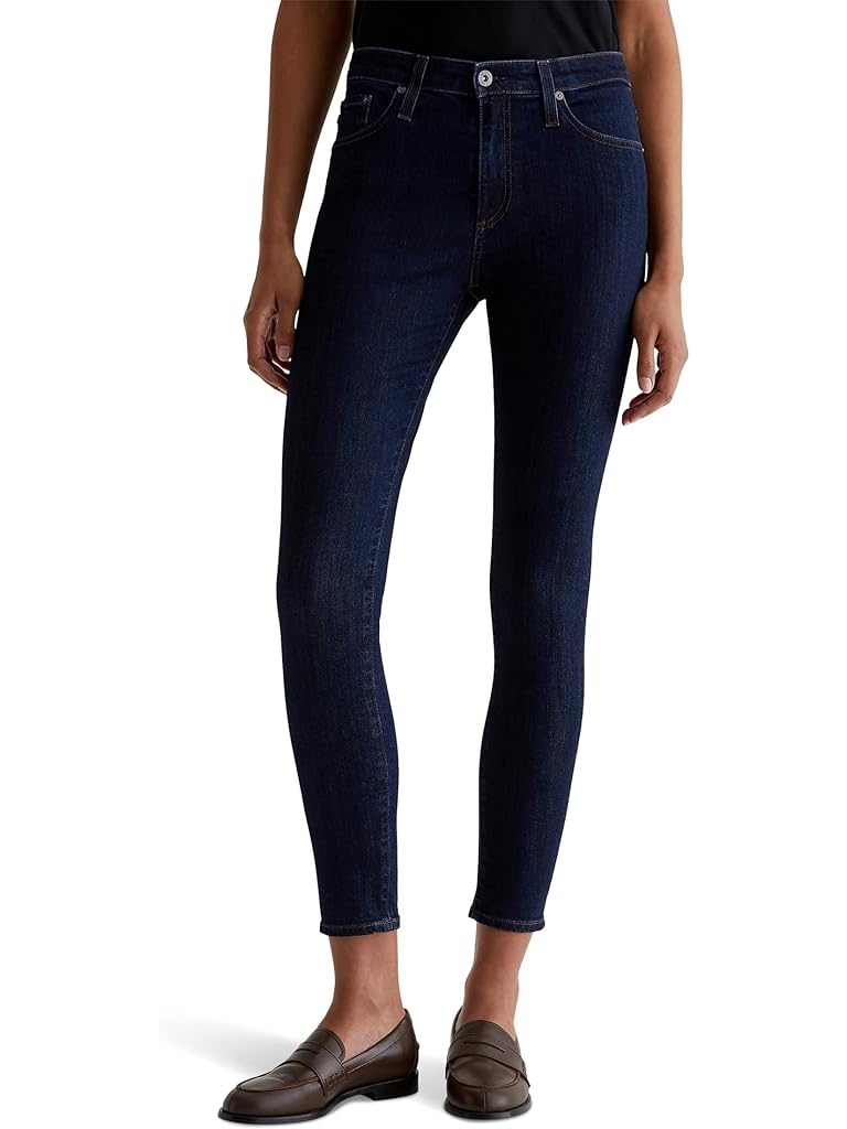 Blue AG Jeans Farrah Mid Rise Skinny Ankle Jeans in Modern Indigo