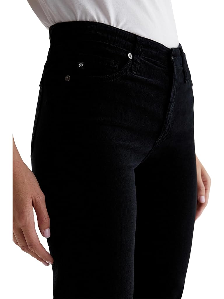 Black AG Jeans Mari Mid Rise Slim Straight Jeans in Super Black