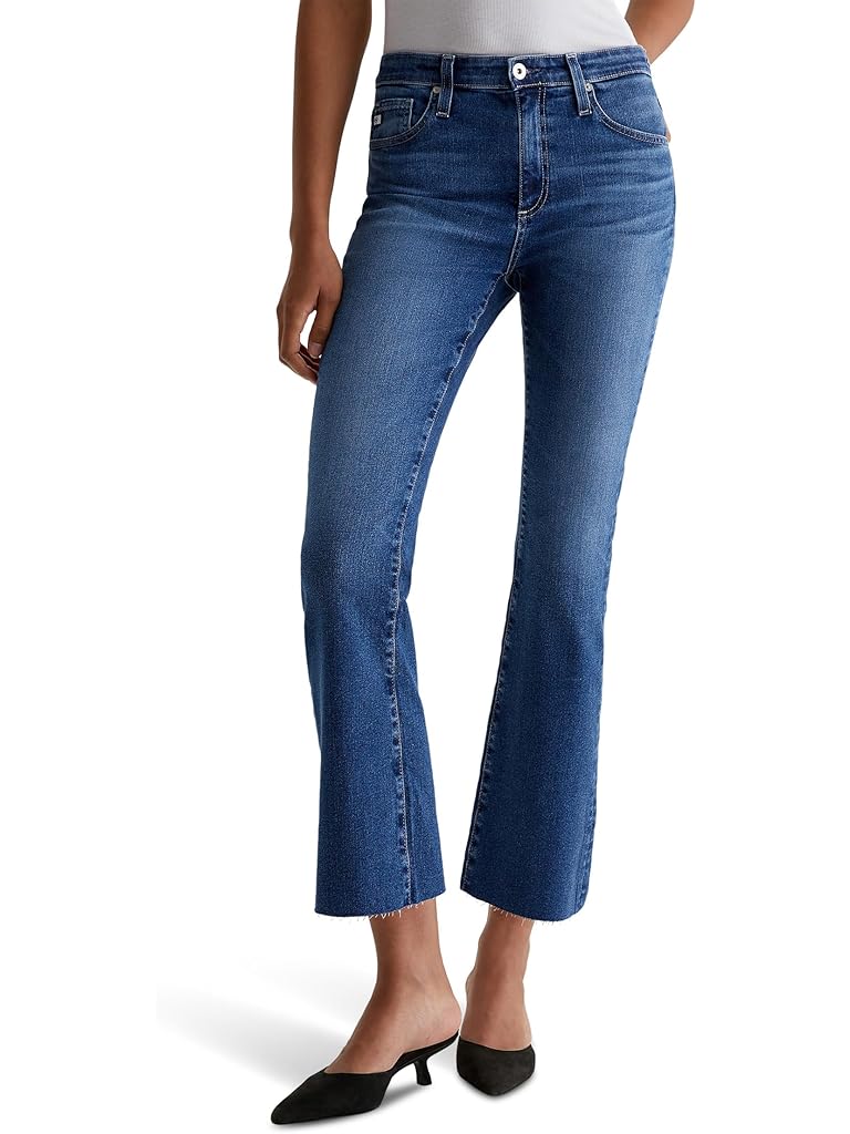 Blue AG Jeans Farrah Mid Rise Crop Boot Jeans in Lucerne