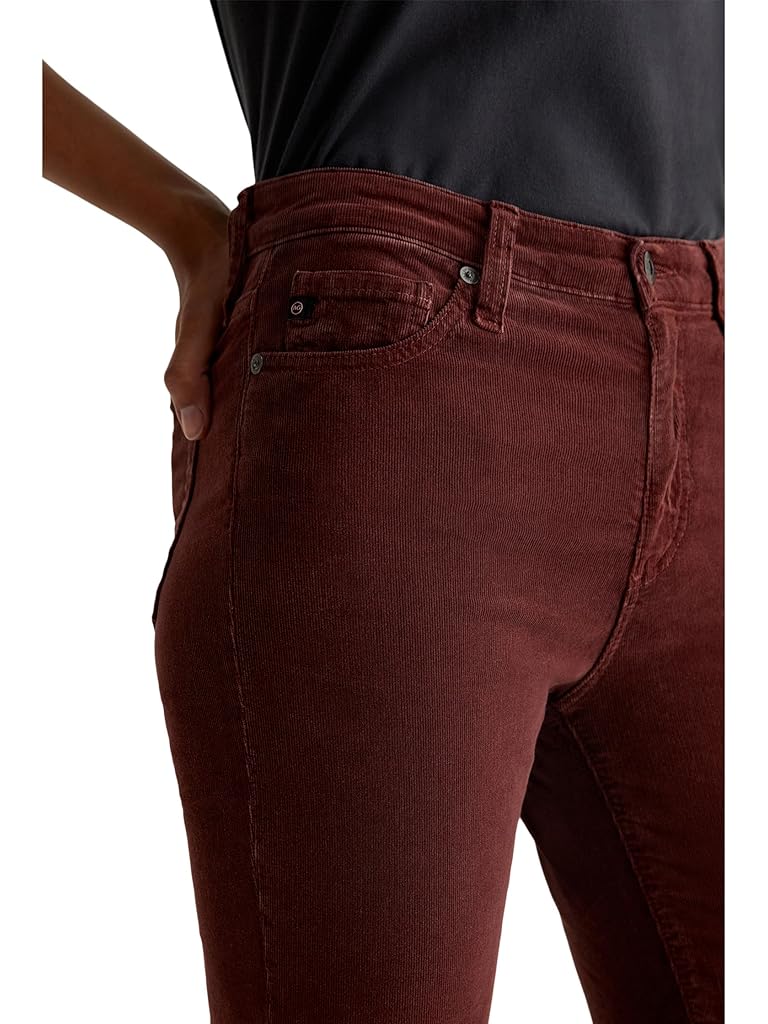 Burgundy AG Jeans Mari Mid Rise Slim Straight Jeans in Bordeaux Rouge