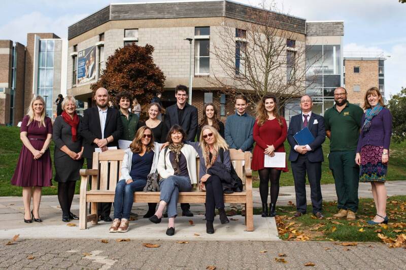 The David Humphreys bench with his family and music scholars