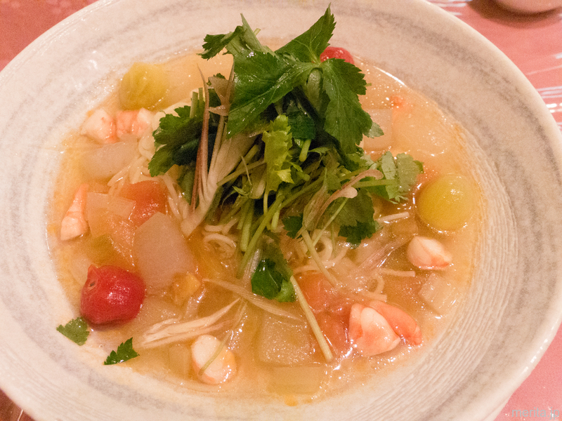 鹵素面 (海老と夏野菜の冷やし麺) @獅門酒楼.横浜中華街