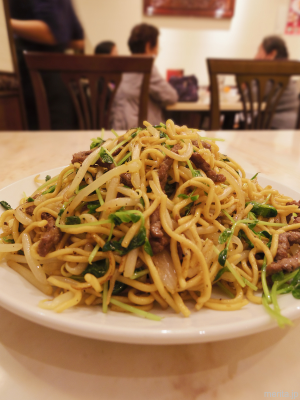 豆苗入りのヤキソバ @華錦飯店.横浜中華街