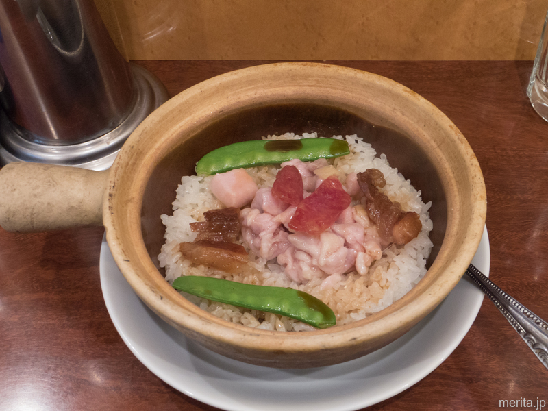 腊腸腊肉鶏肉煲仔飯 (干しぶたバラ肉腸詰鶏肉釜飯) @南粤美食.横浜中華街