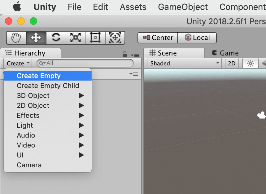 Unityで空のオブジェクトを作る