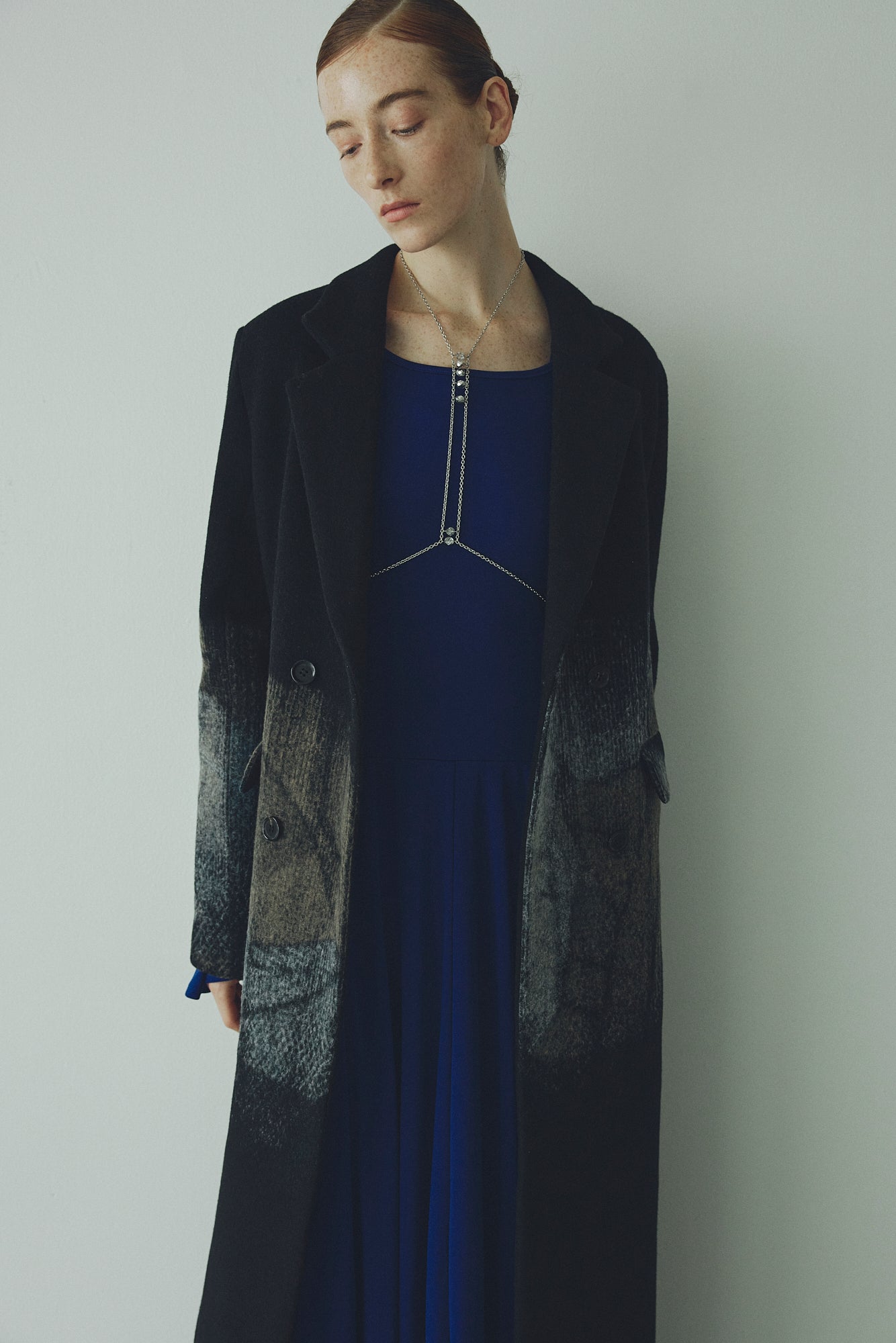 "Emerge" needle punch wool coat (Gray)