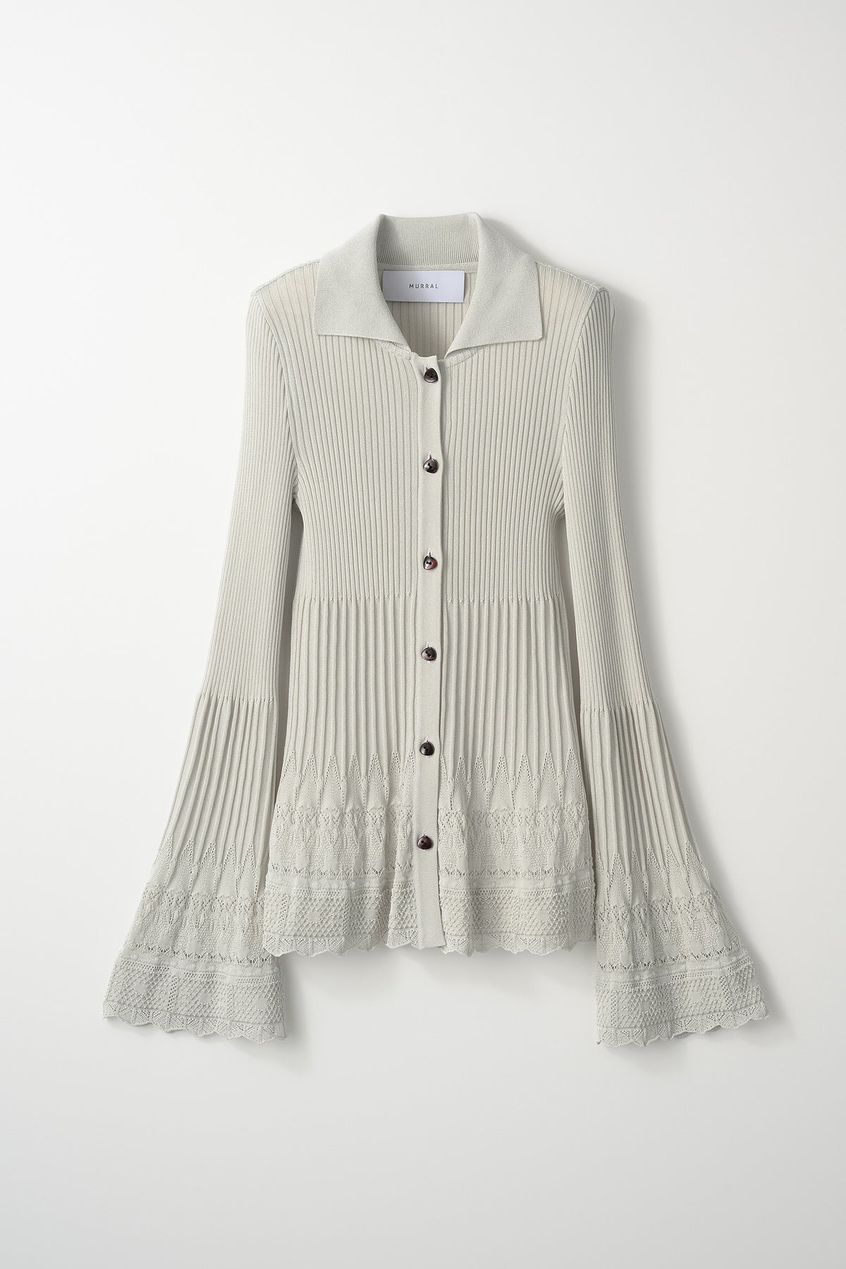 Emerge flower knit shirt cardigan (Light gray)