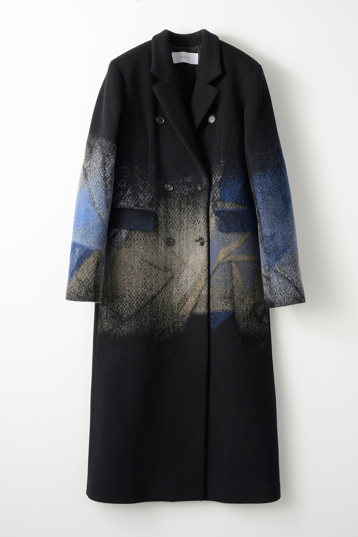 "Emerge" needle punch wool coat (Black)