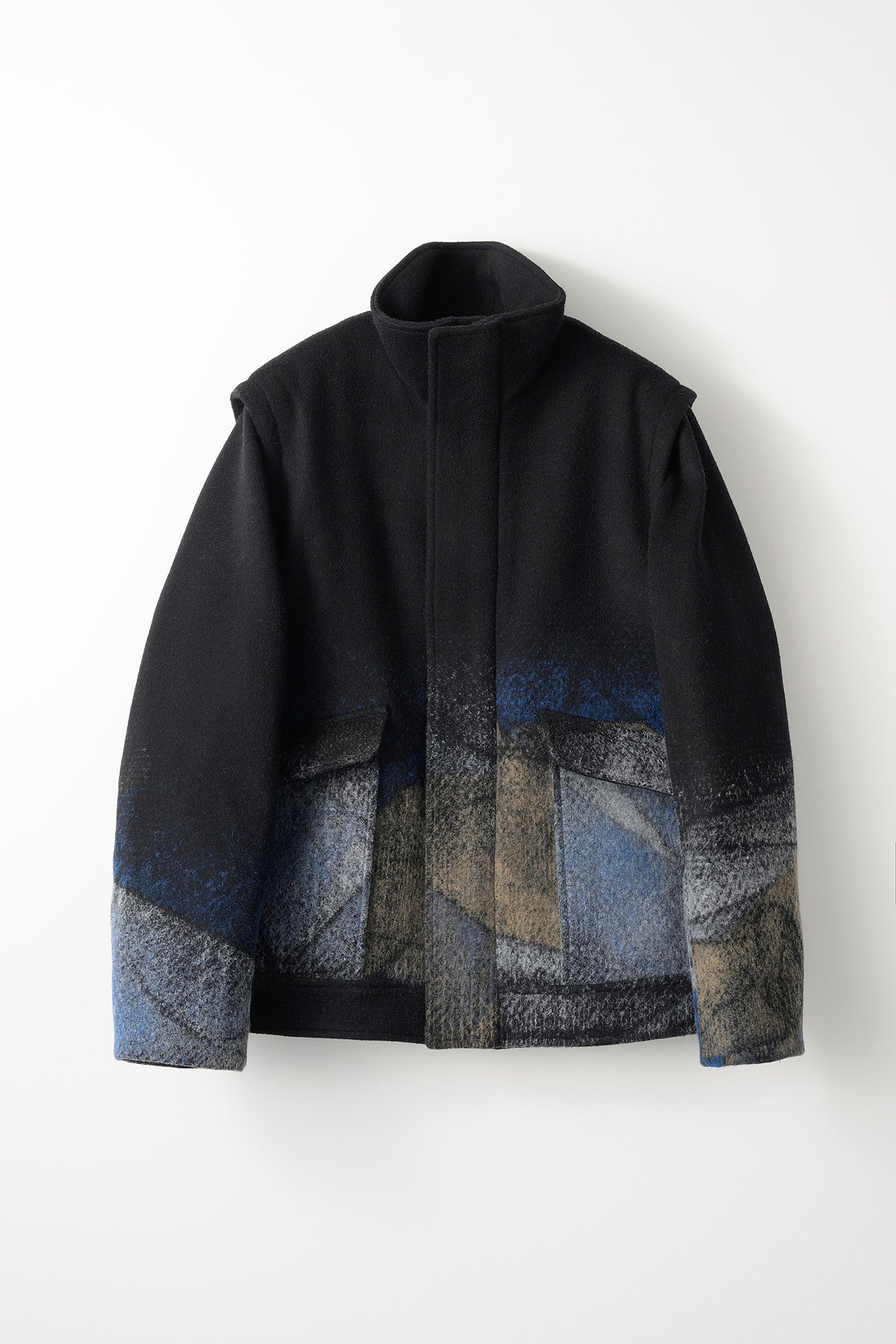 "Emerge" needle punch wool jacket (Black)