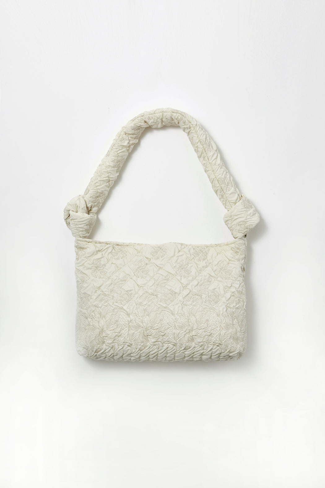 Dahlia shrinking embroidery bag (Ivory)