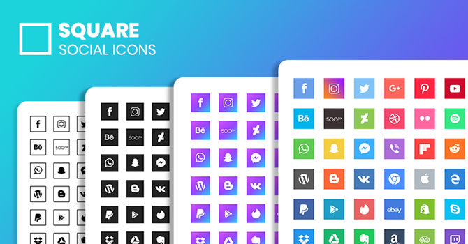 190+ Free Square Social Icons