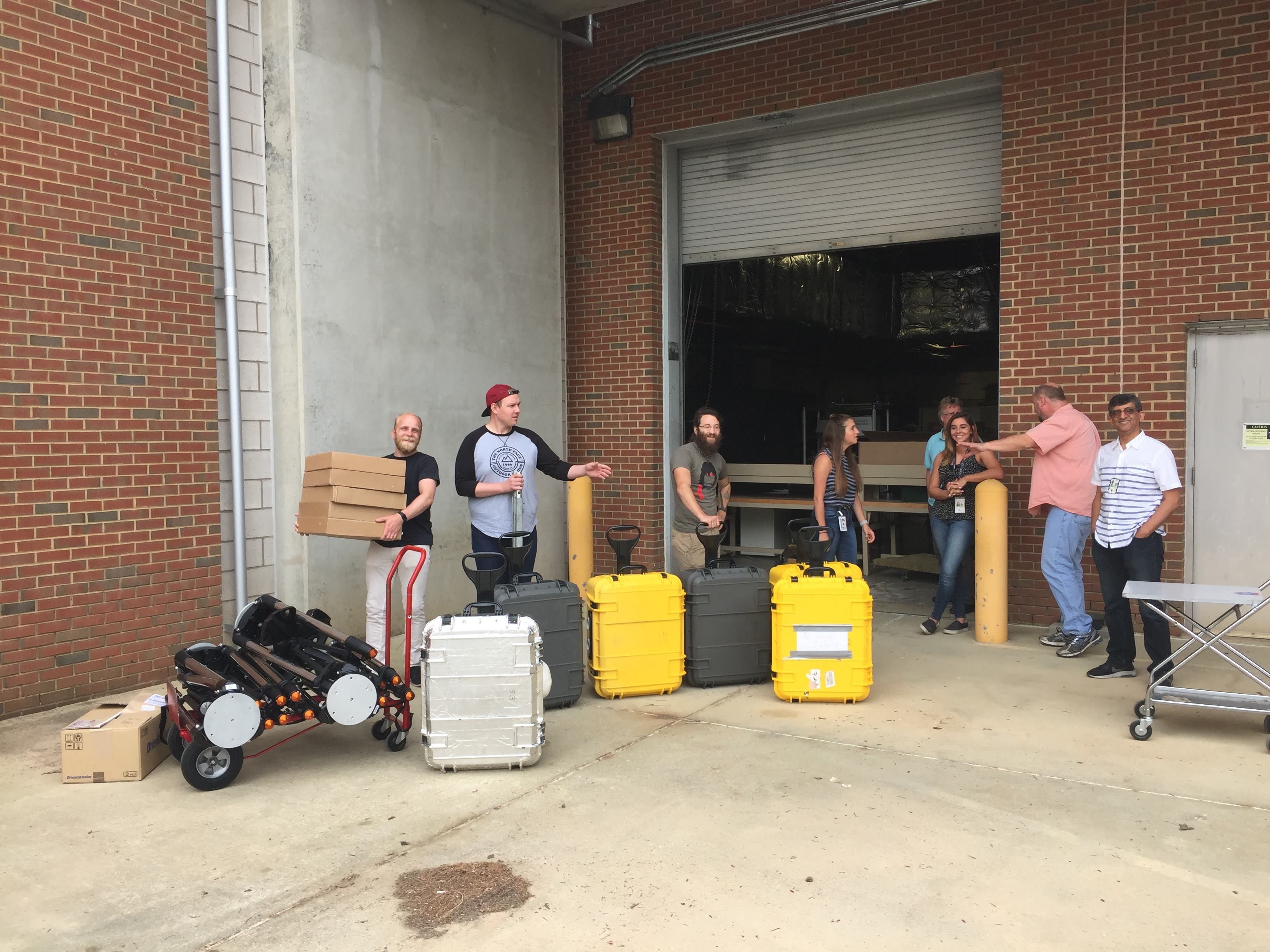 Pandora team getting ready for transporting instruments.