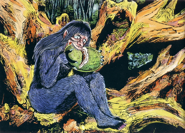 Satori illustration from Shigeru Mizuki's Yokai Jiten -- 