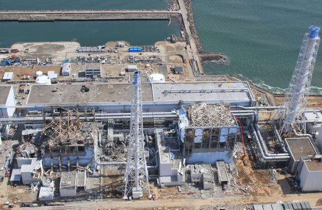 Hi-res aerial photo of Fukushima No.1 nuclear power plant -- 