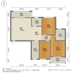 碧桂园城市花园(天心)3室2厅122.51㎡103.8万二手房图片