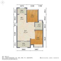 朗诗里程2室2厅78.26㎡130万二手房图片