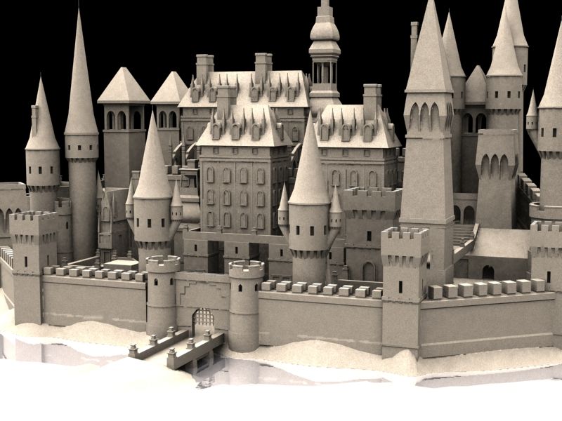 Medieval Castle Fortress With Moat 3d model