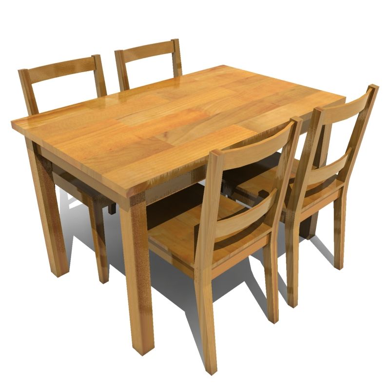 dining table and chairs 01 3d model