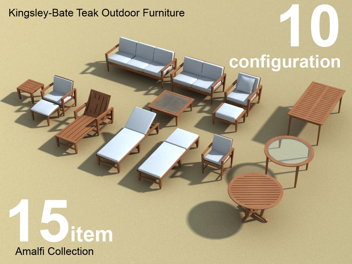 Amalfi Teak Outdoor furniture 3d model