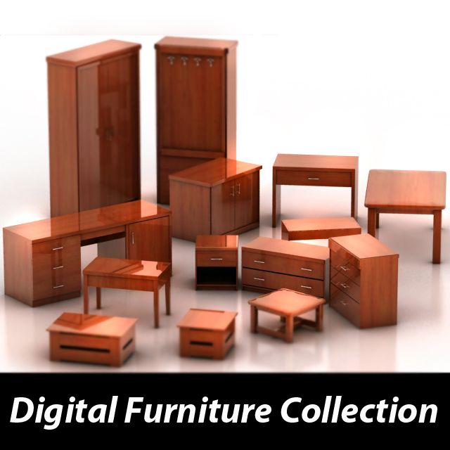 Wood Furniture Collection 3d model