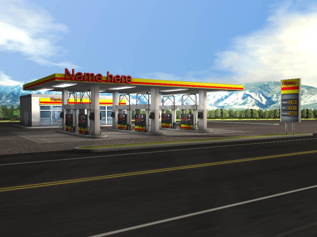 Gas Station royalty-free 3d model - Preview no. 3