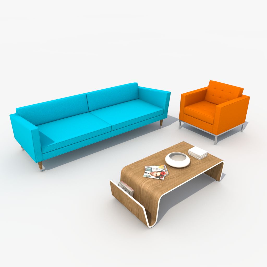 Sofa Furniture Set_Retro 3d model