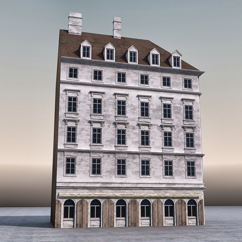 European Building 005 royalty-free 3d model - Preview no. 5