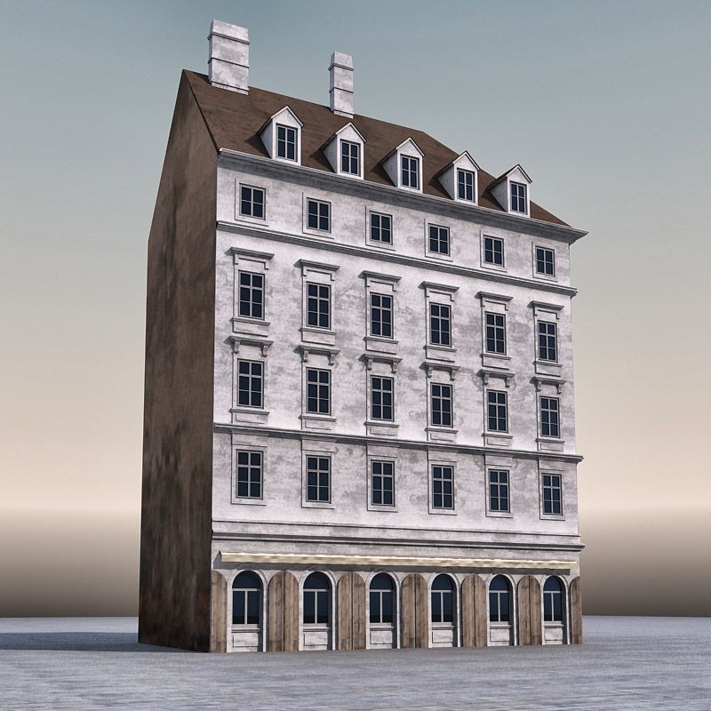 European Building 005 royalty-free 3d model - Preview no. 2