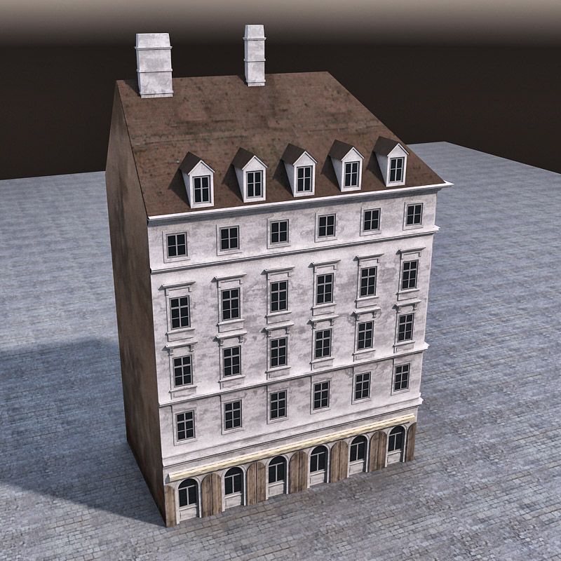 European Building 005 royalty-free 3d model - Preview no. 6