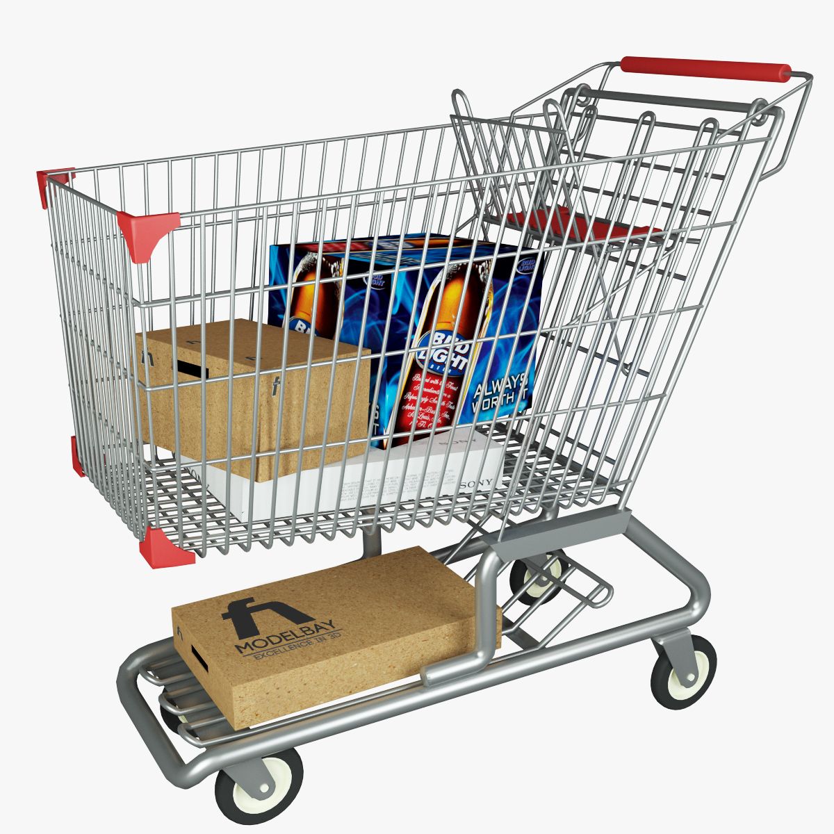 Supermarkt winkelwagen 3d model