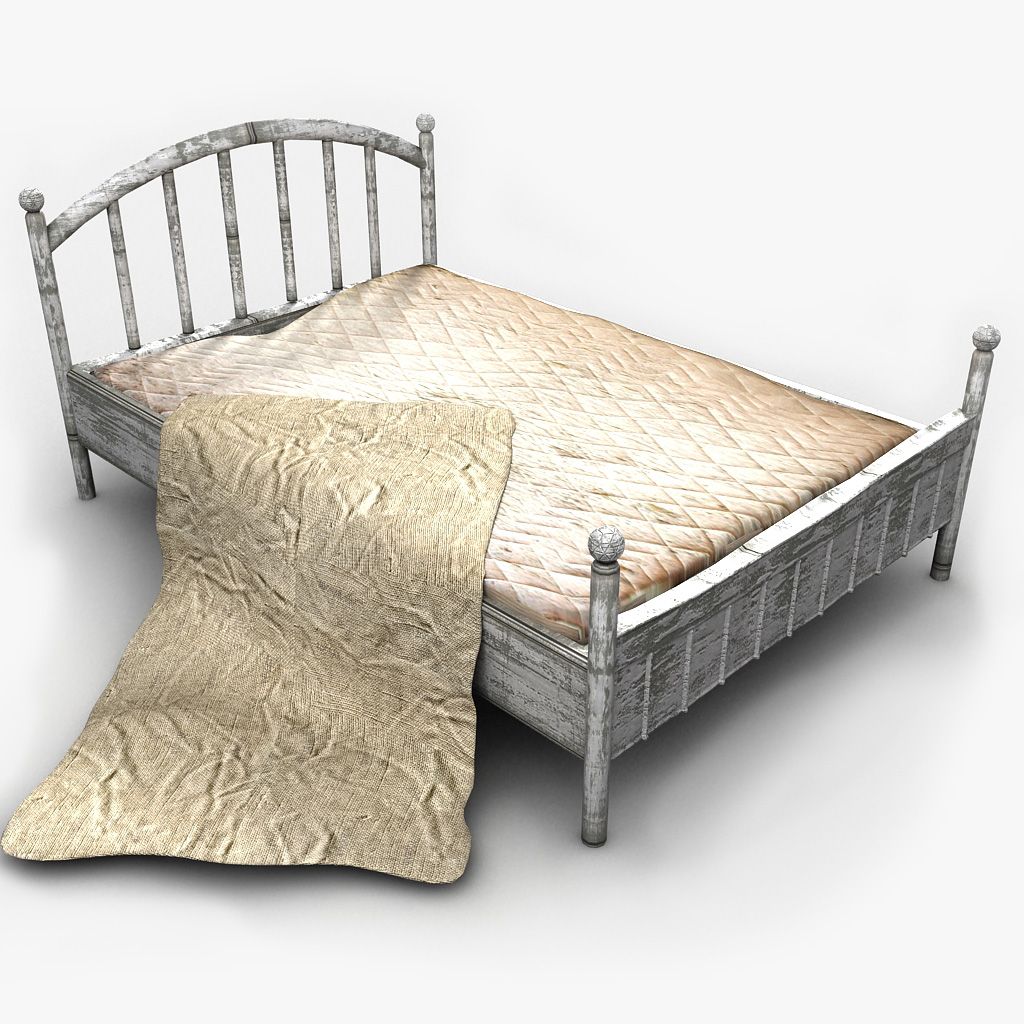 Oude metalen bed getextureerde 3d model