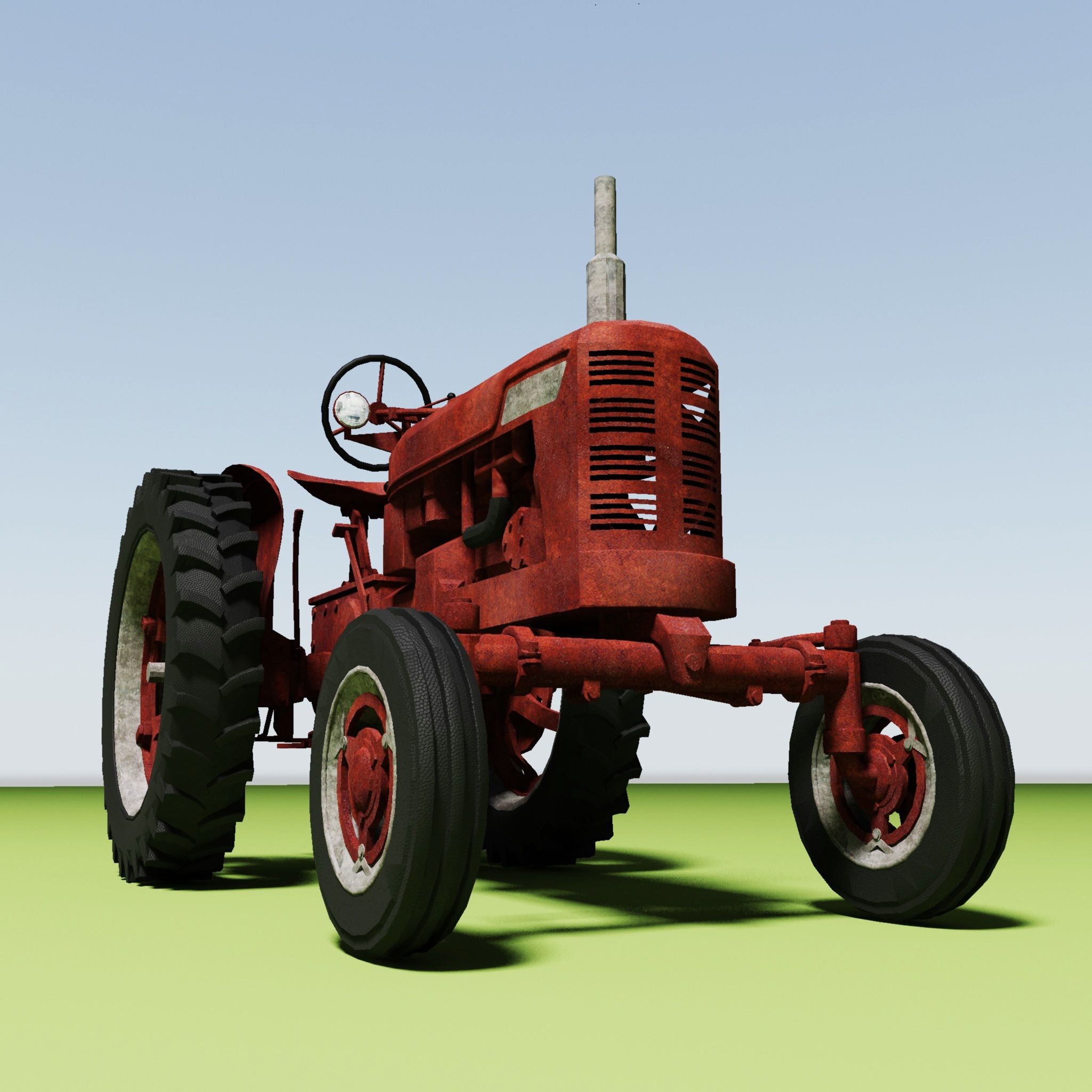 Oude roestige trekker royalty-free 3d model - Preview no. 7