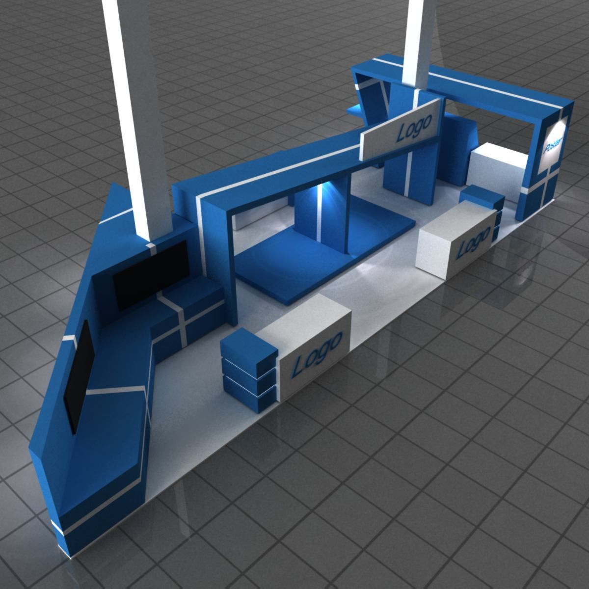 Blue Exhibition Stall 3d model