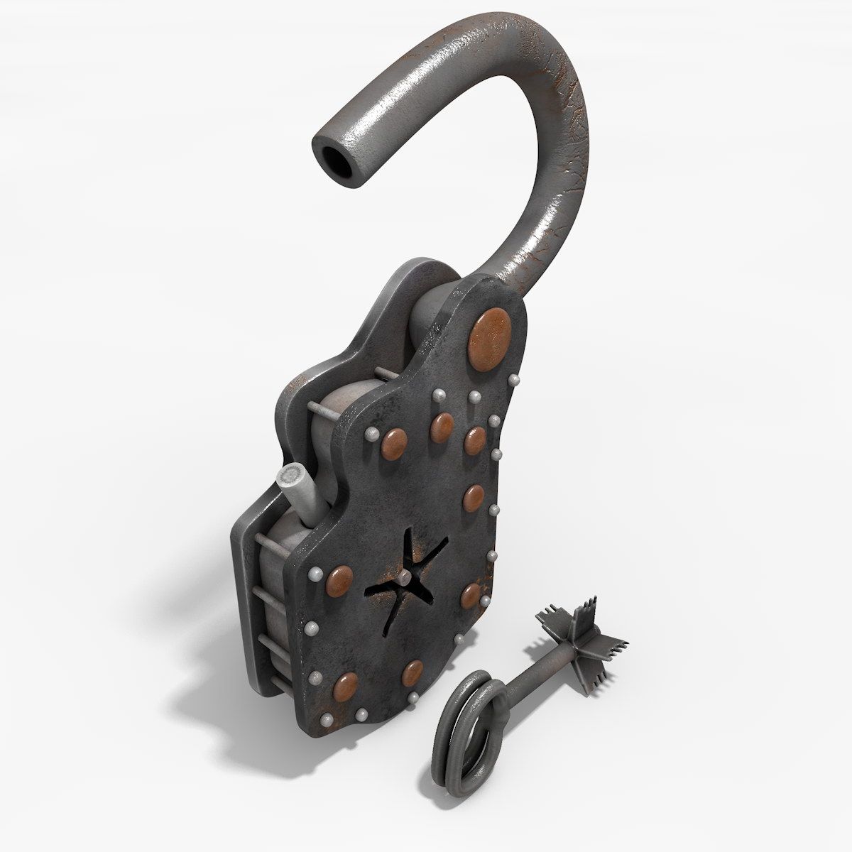 Oud roestig hangslot 3d model