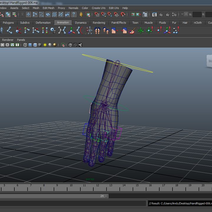 Mano aparejada modelo 3d