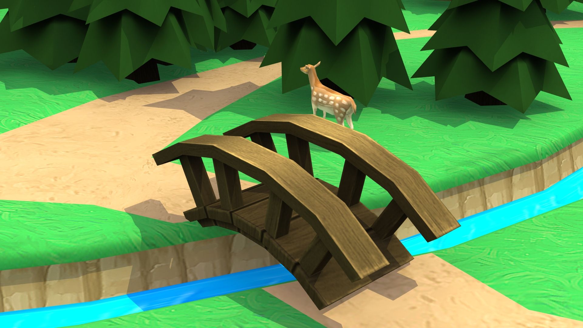 Puente de madera de dibujos animados modelo 3d