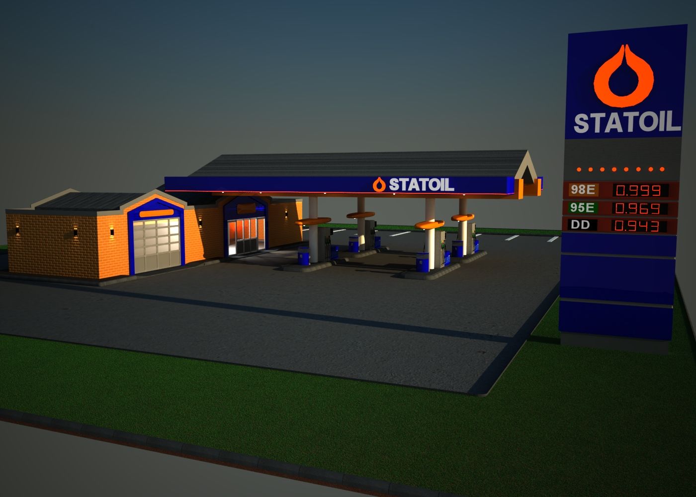 Gas Station Statoil 3d model