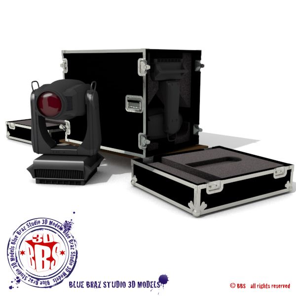 Flight case con cabezales móviles Spot modelo 3d