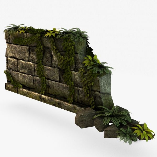 Jungle gebroken muur 3d model