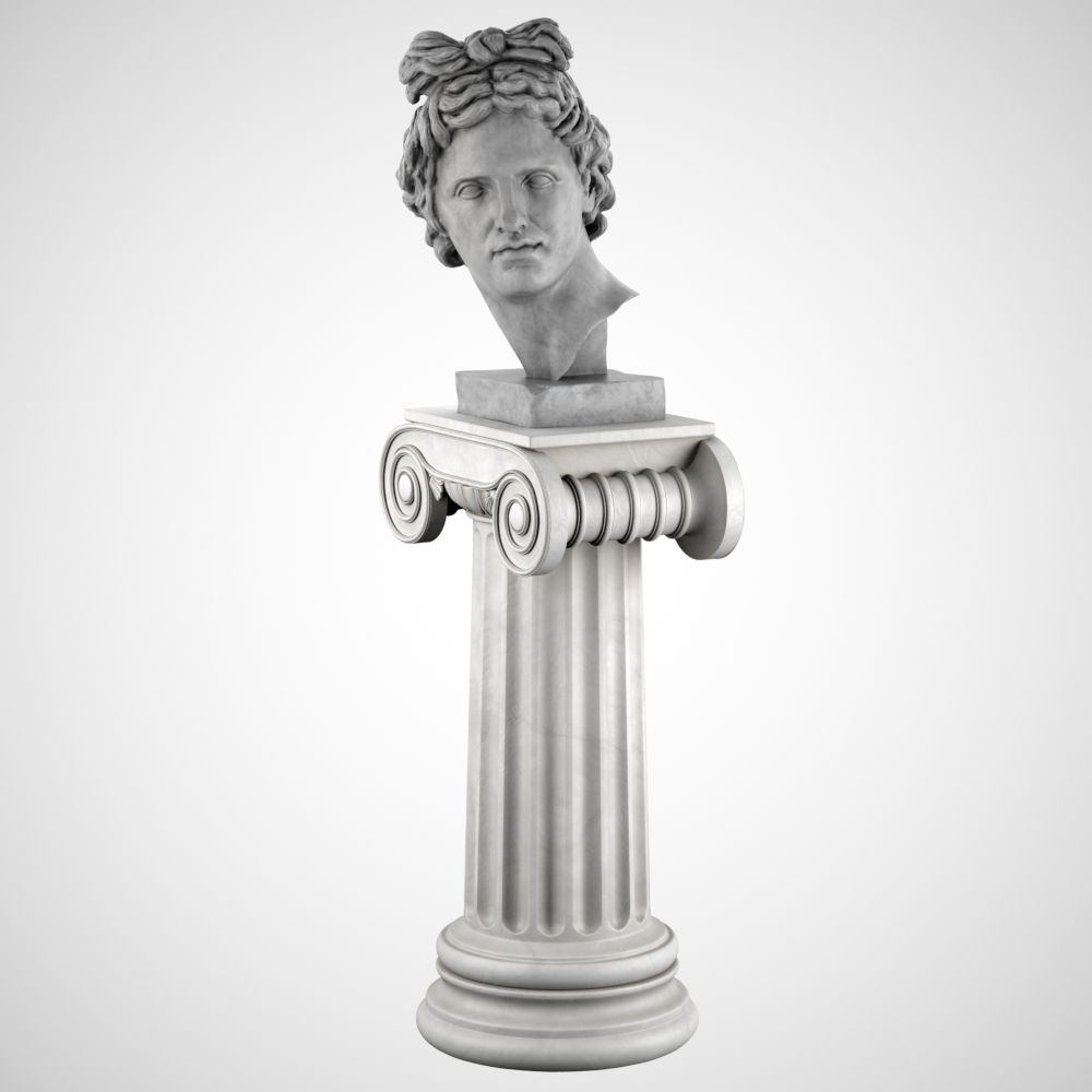 Apollo Bust With Pedestal 3d model