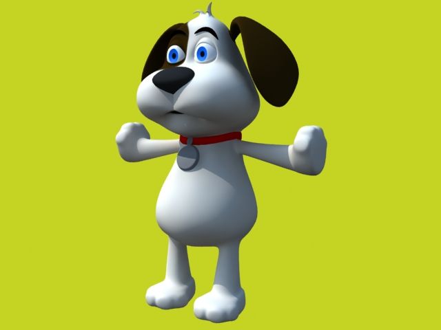 cartoon dog with accessories 3d model