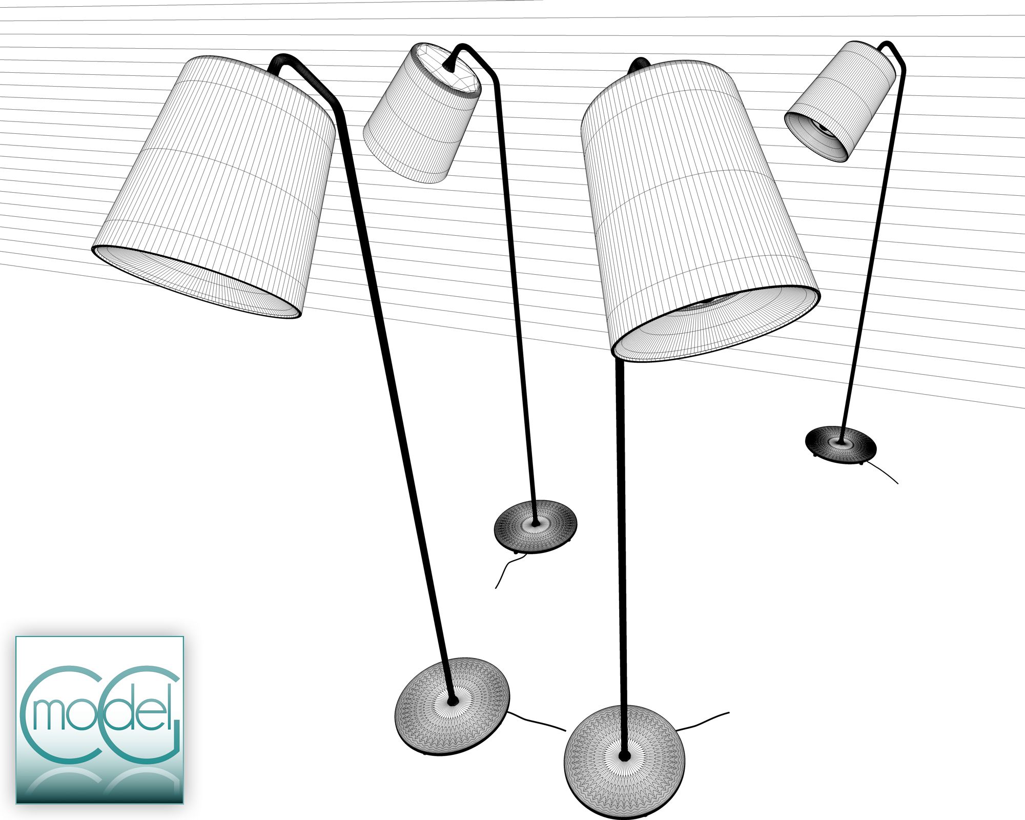 floor lamp hide-stor-golv royalty-free 3d model - Preview no. 7