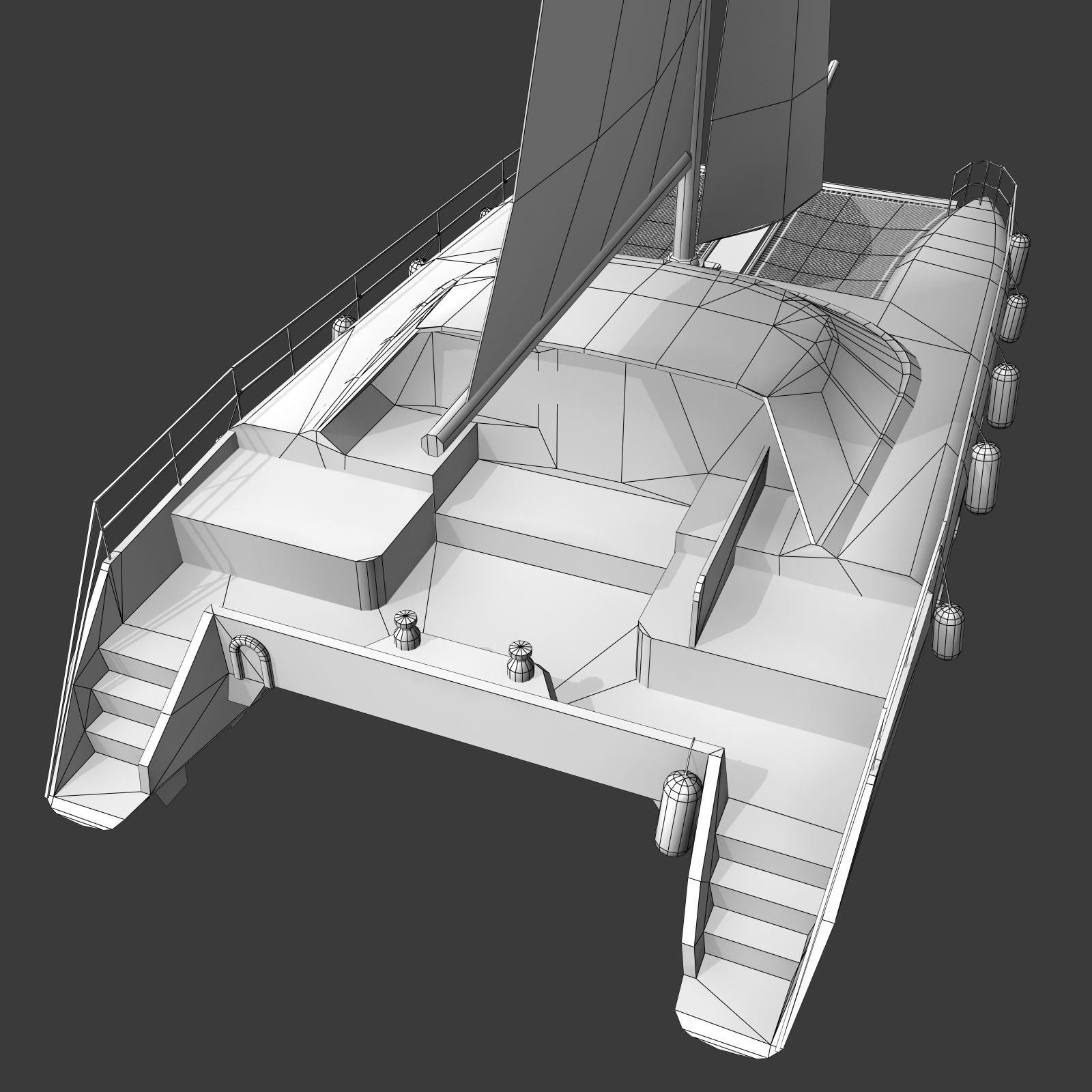 Catamaran A royalty-free 3d model - Preview no. 16