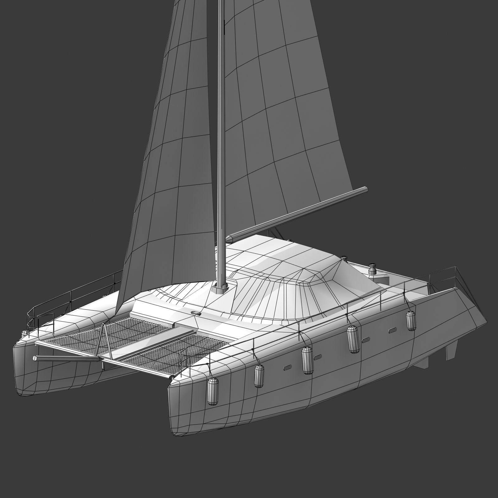 Catamaran A royalty-free 3d model - Preview no. 12