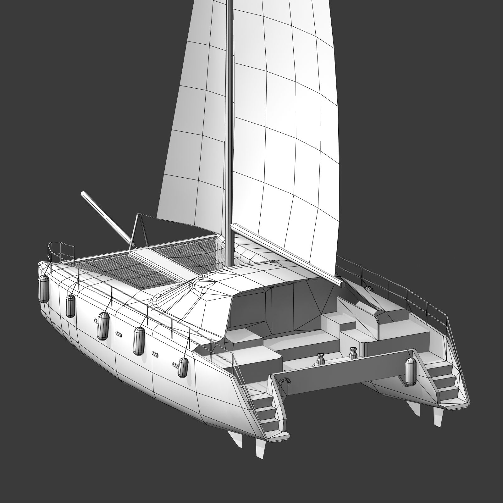 Catamaran A royalty-free 3d model - Preview no. 11