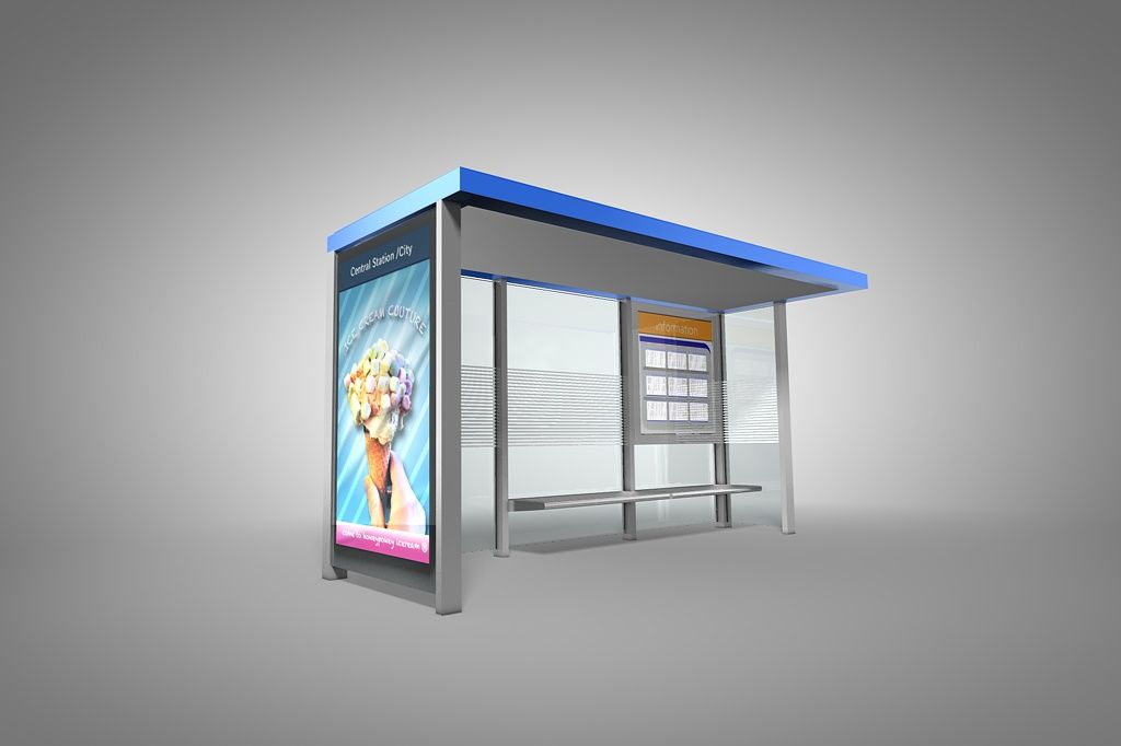 Bus stop royalty-free 3d model - Preview no. 2