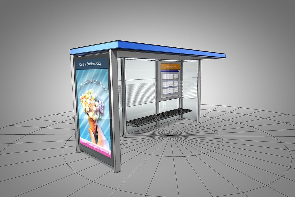 Bus stop royalty-free 3d model - Preview no. 5