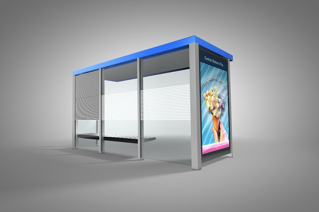 Bus stop royalty-free 3d model - Preview no. 3