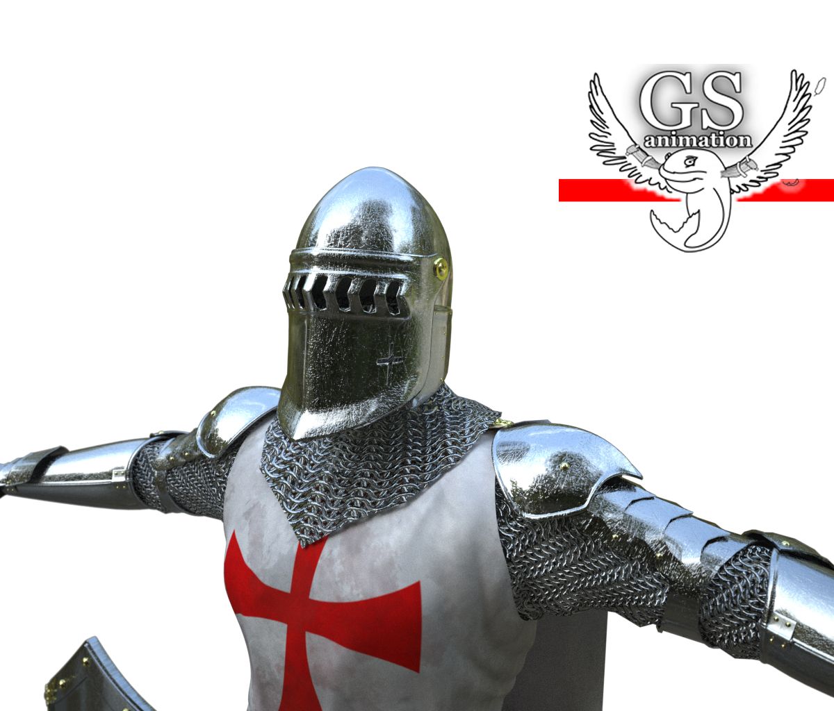 Cavaliere medievale attrezzato royalty-free 3d model - Preview no. 8